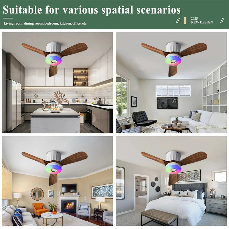 Ventilatore da soffitto smart a 3 pale con luce RGB – dettaglio 5