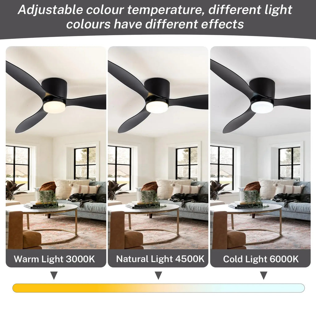 IRALAN Ventilatore da soffitto moderno con motore CC a luce LED Telecomando per grande volume d'aria per – foto 2