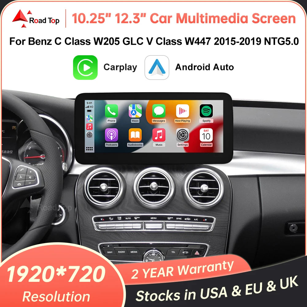 Display CarPlay e Android Auto per Mercedes, 10,25 o 12,3 pollici