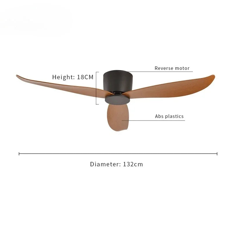 Ventilatore da soffitto moderno senza luci, motore DC, per soffitti bassi, con telecomando, ventilatore – foto 3