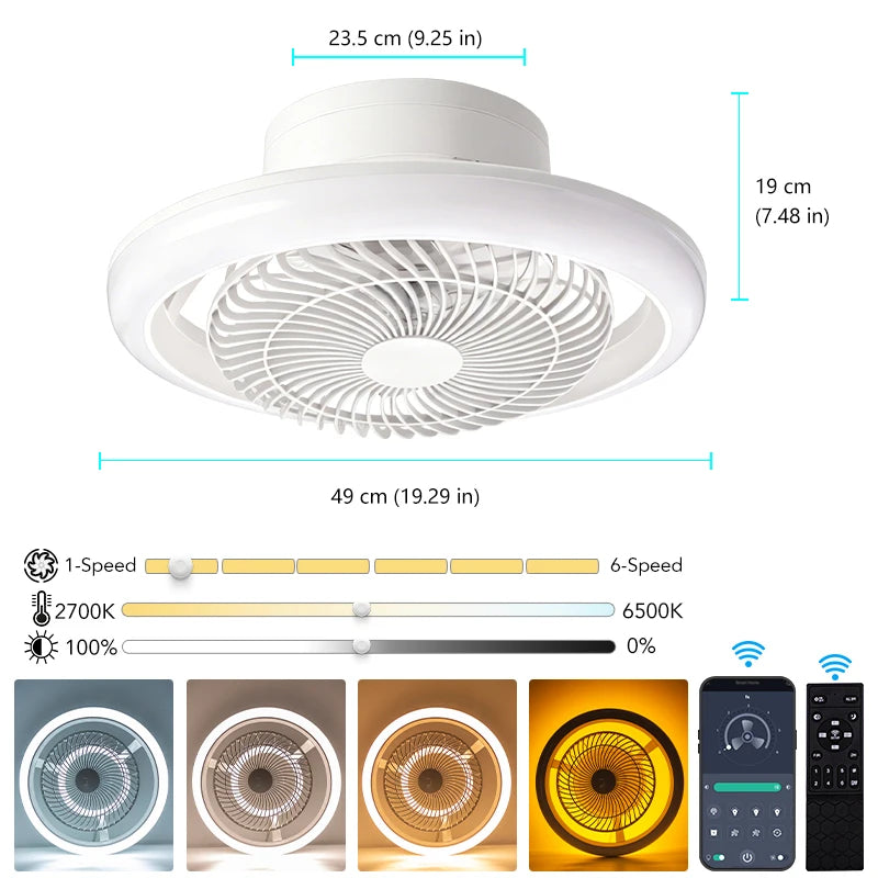 Ventilatore da soffitto a LED con luci, facile da smontare e pulire, silenzioso e intelligente, per camera da – foto 7
