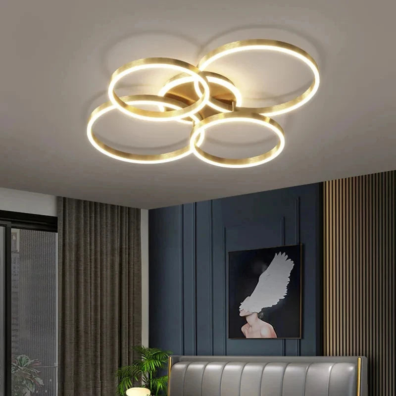 Lampadario Moderno a LED per Interni, Illuminazione a Soffitto per Soggiorno, Studio, Camera da Letto, Anelli – foto 5