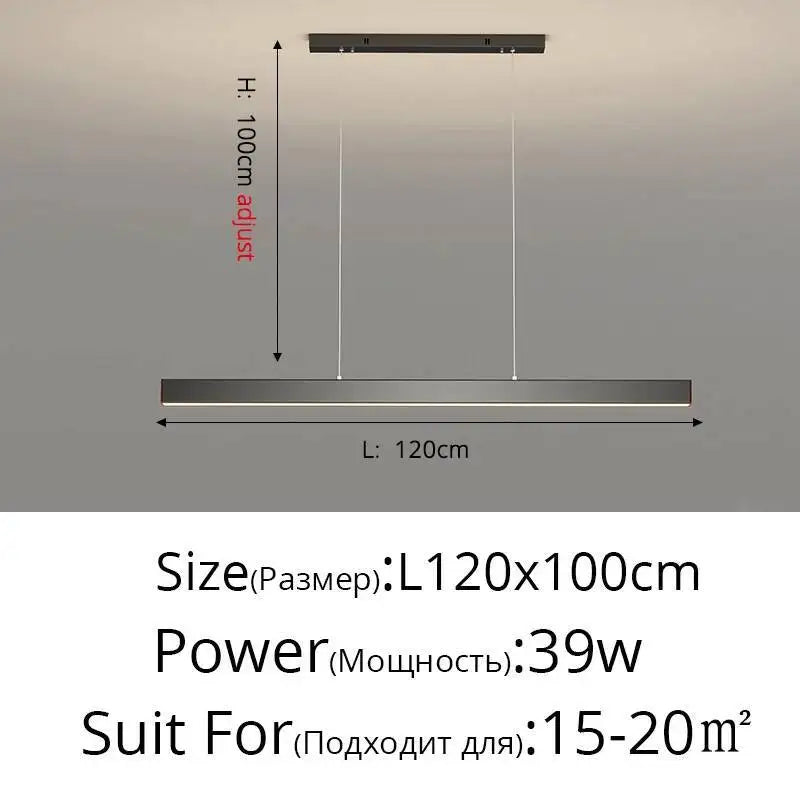 Lampadario LED minimalista da soffitto, 60-150 cm – dettaglio 8