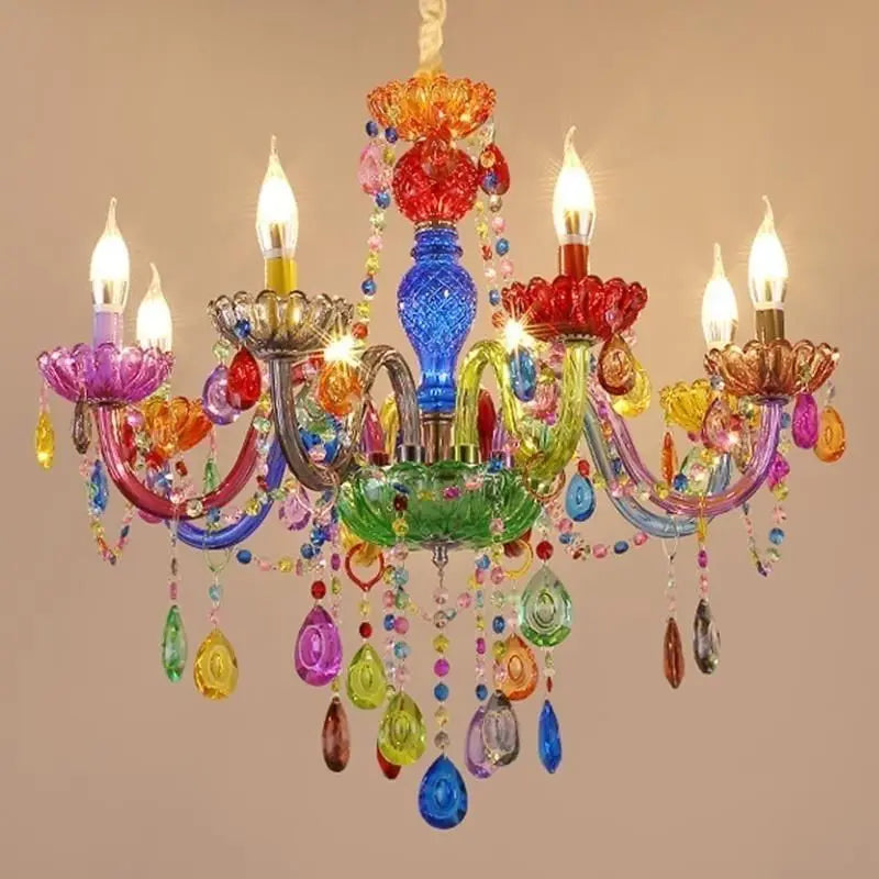 Lampadario a candela in cristallo colorato, da 5 a 10 luci – dettaglio 2