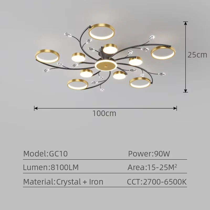 Lampadario di Lusso per Soffitto, Illuminazione Domestica, Decorazione in Cristallo, Lampada da Soffitto con – foto 9