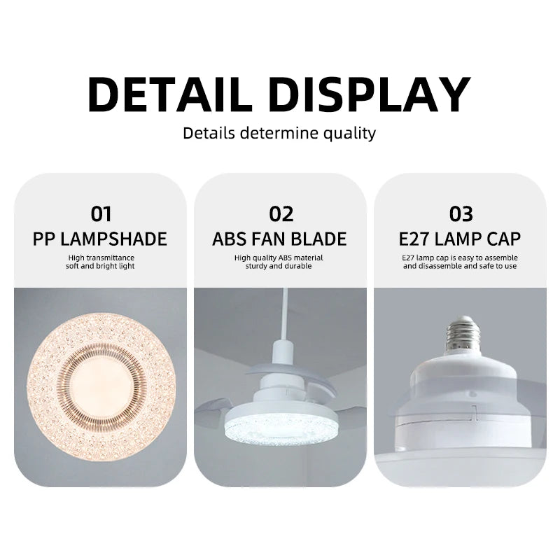 Ventilatore da soffitto 16 pollici con luce LED e attacco E27 – dettaglio 5