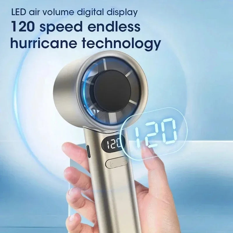 Mini Ventilatore Portatile Silenzioso con 4 Velocità Regolabili, Ventilatore con Calcolo della Velocità dell'Aria e Display di Carica, Ventilatore Portatile