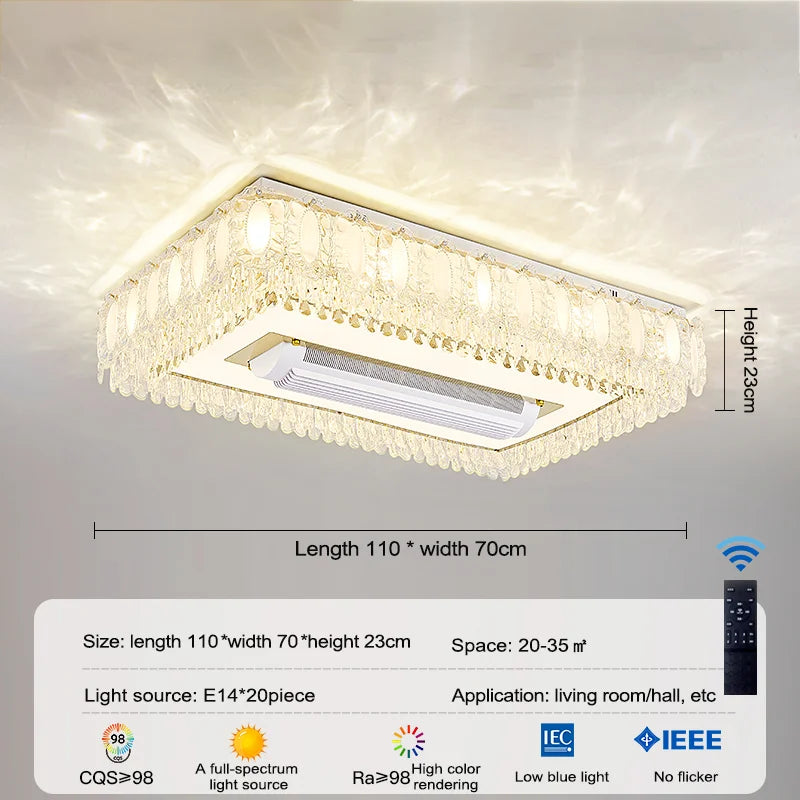 Ventilatore da soffitto in cristallo con luce LED dimmerabile – dettaglio 10