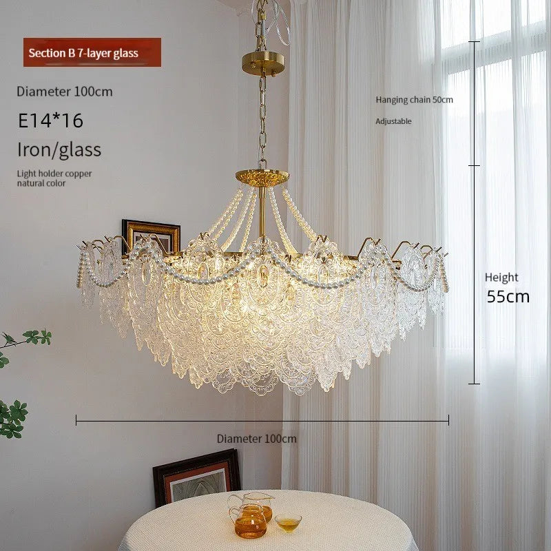 Lampadario in vetro trasparente stile francese, da 40 a 60 cm – dettaglio 16