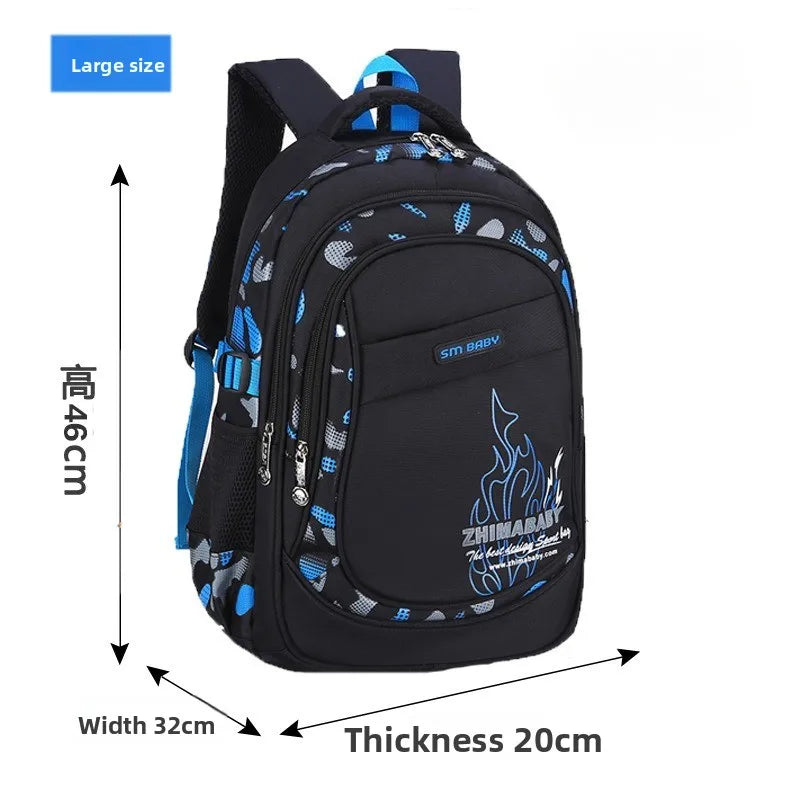 Zaino scolastico in nylon, misura grande o piccola, blu o verde – dettaglio 2