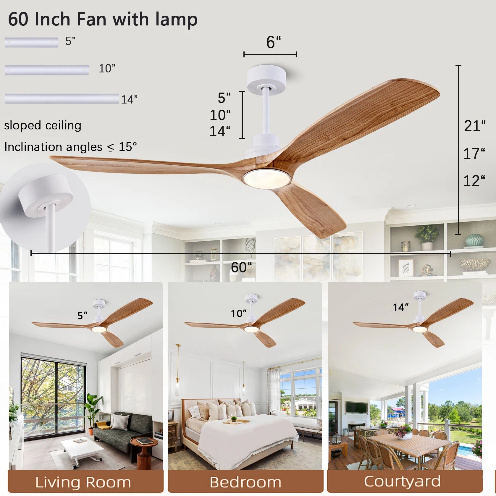 Ventilatore da soffitto moderno con telecomando a LED con luce Decorazione per ventilatori da soffitto con – foto 6