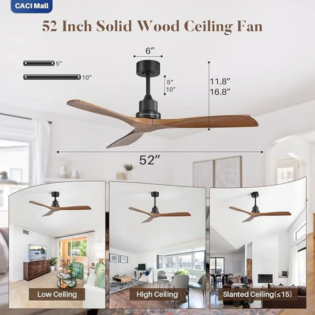 Ventilatore da soffitto 132 cm senza luce, motore DC – dettaglio 5