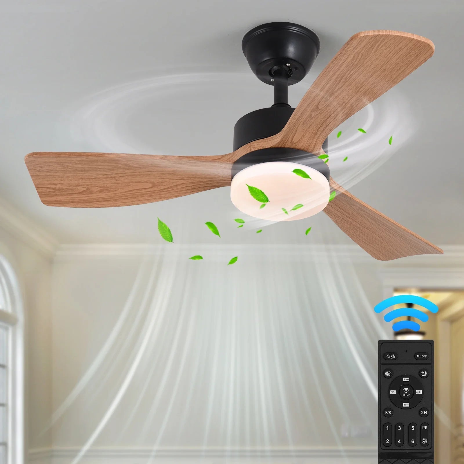 Lampadario con ventilatore e luce LED RGB, da 29 a 52 pollici – dettaglio 4