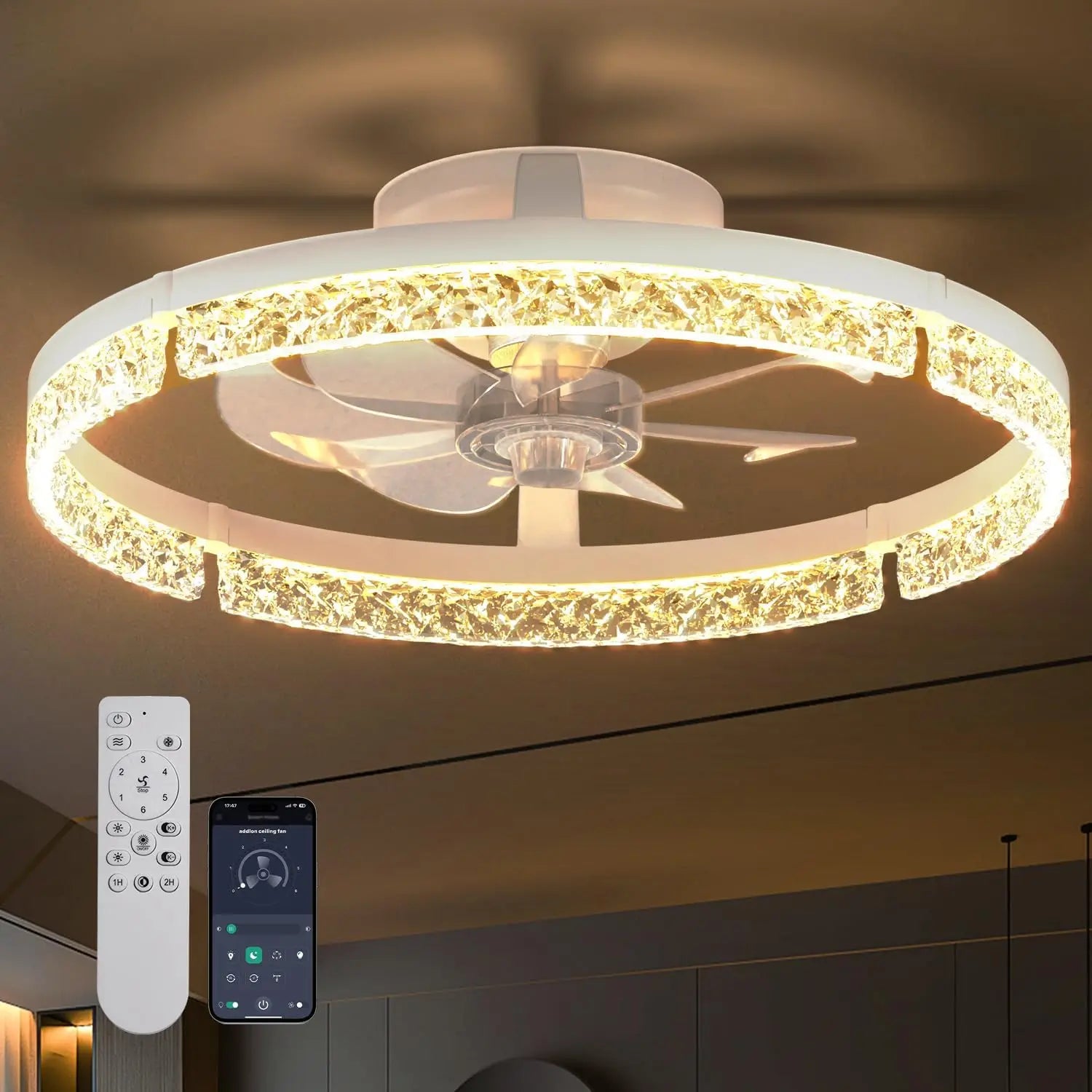 Ventilatore da soffitto basso profilo 20 pollici con luce LED