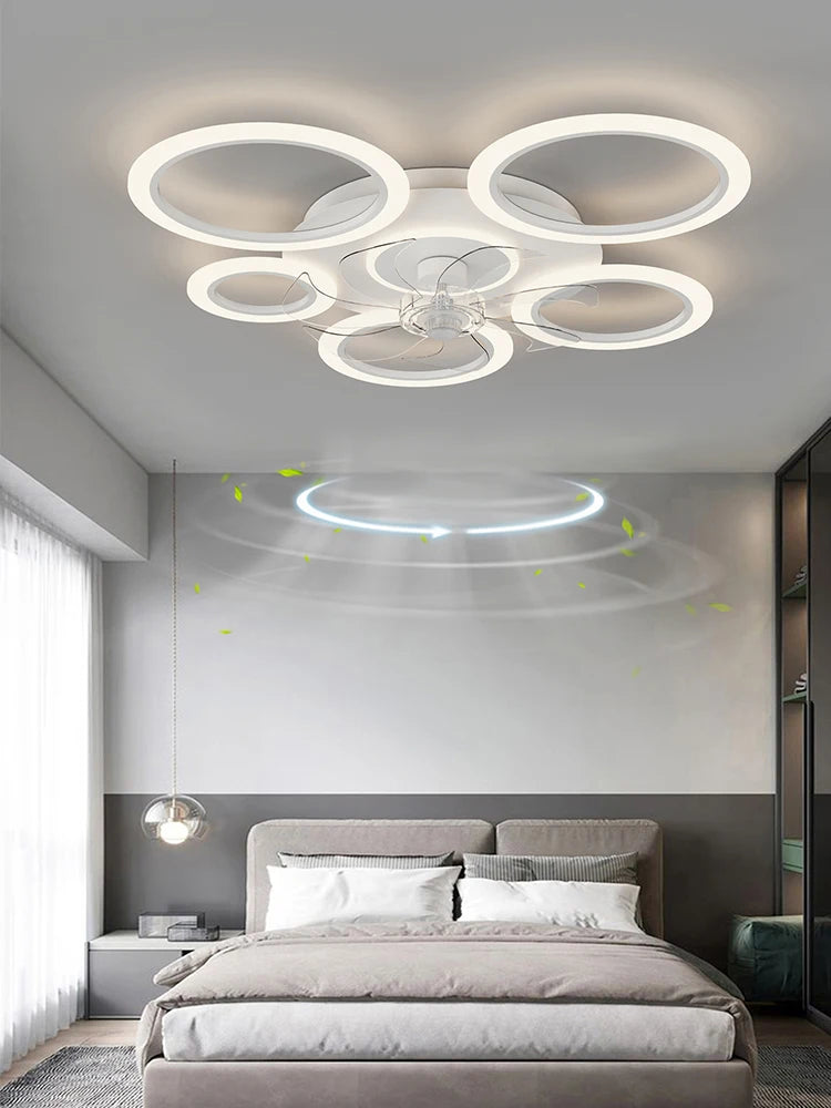 Ventilatore da Soffitto Moderno Bianco Minimalista con Luce, Controllo Intelligente, Sistema di Illuminazione – foto 6