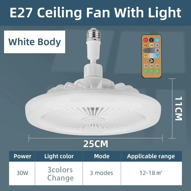 Ventilatore da Soffitto LED con Telecomando, 3 Velocità Regolabili, E27, Lampada Ventilatore Multifunzione – foto 9