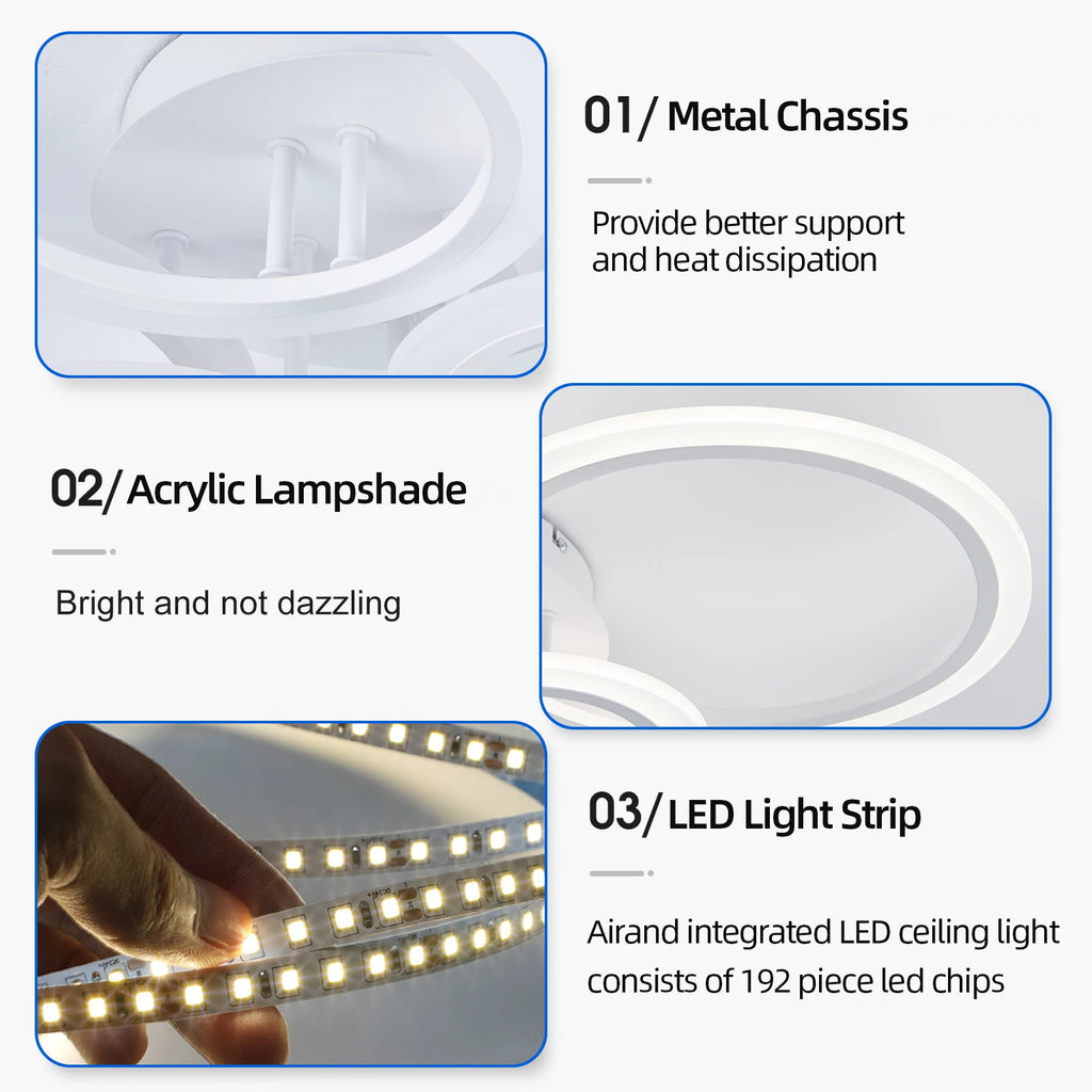 Lampadario LED ad anello a soffitto, 4 o 6 luci – dettaglio 5