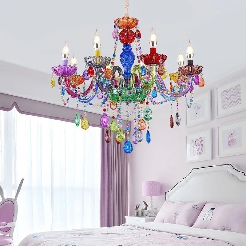 Lampadario a candela in cristallo colorato, da 5 a 10 luci – dettaglio 4