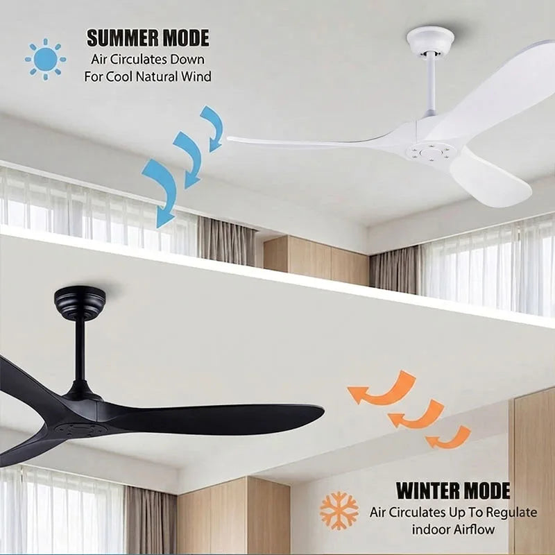 Ventilatore da soffitto in ABS da 132 o 152 cm, senza luce – dettaglio 1