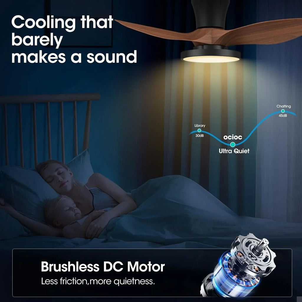 Ventilatore da soffitto con telecomando Illuminazione da soffitto Piccolo a tre foglie per camera da letto – foto 4