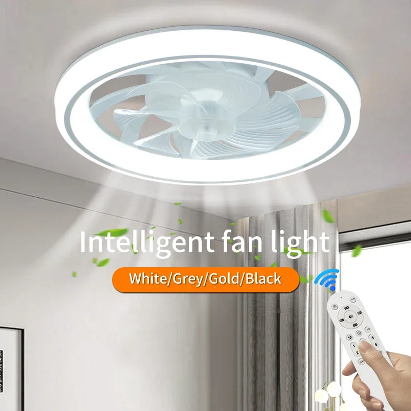 Ventilatore da soffitto moderno e sottile, ventilatore da soffitto silenzioso bianco, telecomando