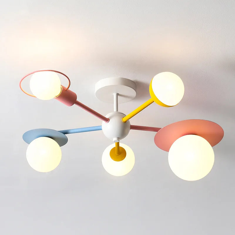 Lampadario per cameretta in vetro, rosa, blu o multicolore