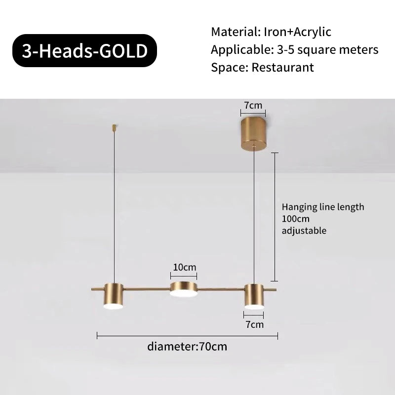 Lampadario a soffitto con 3, 5 o 6 luci orientabili – dettaglio 3