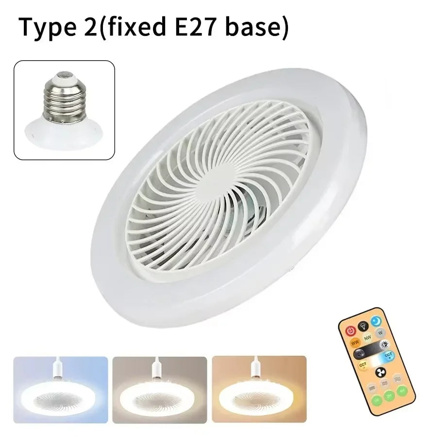 Ventilatore da soffitto intelligente 3 in 1 con telecomando, illuminazione e base di conversione E27 – foto 7