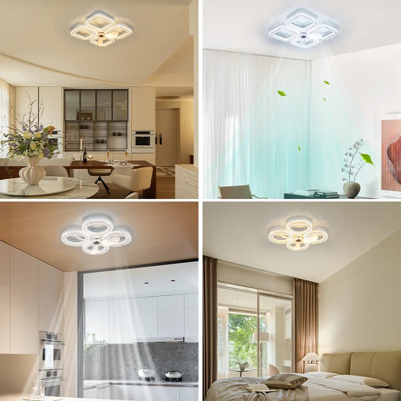 Ventilatore da Soffitto Moderno Silenzioso con Luce, Telecomando, LED Dimmerabile, Lampada Ventilatore in – foto 6
