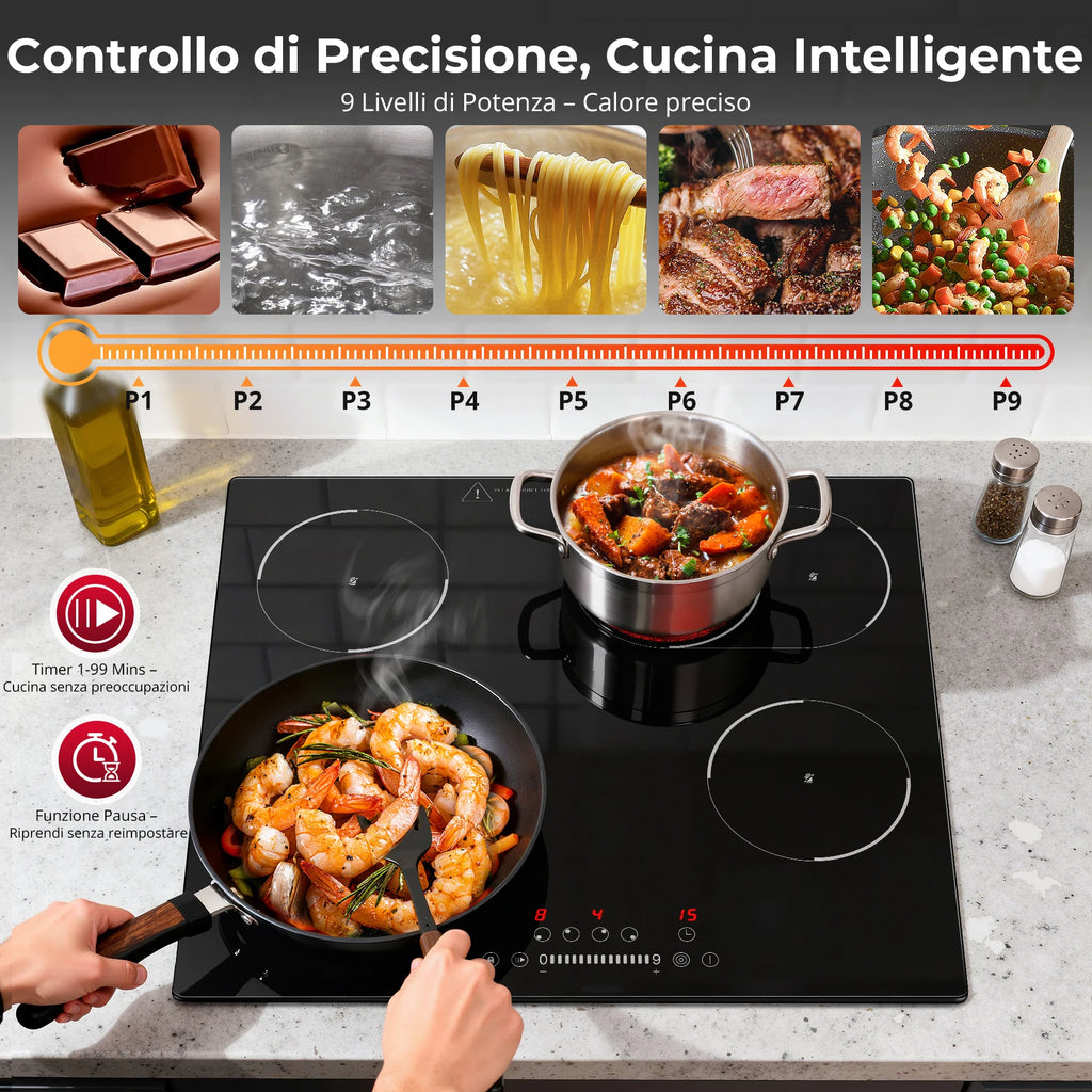 Piano cottura in ceramica da incasso 60 cm, 4 zone, 6700 W – dettaglio 5