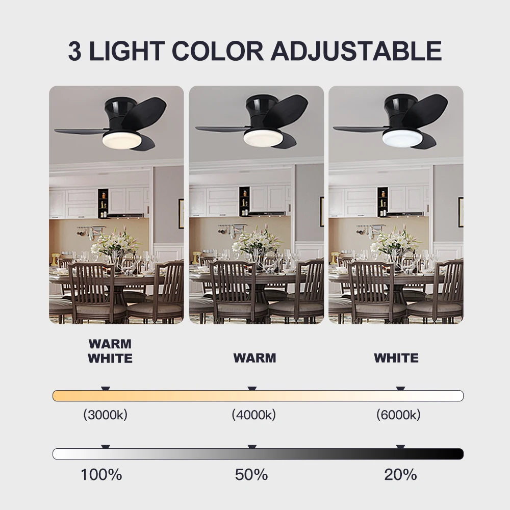 Ventilatore da soffitto 25 pollici, 3 pale con luce LED – dettaglio 5