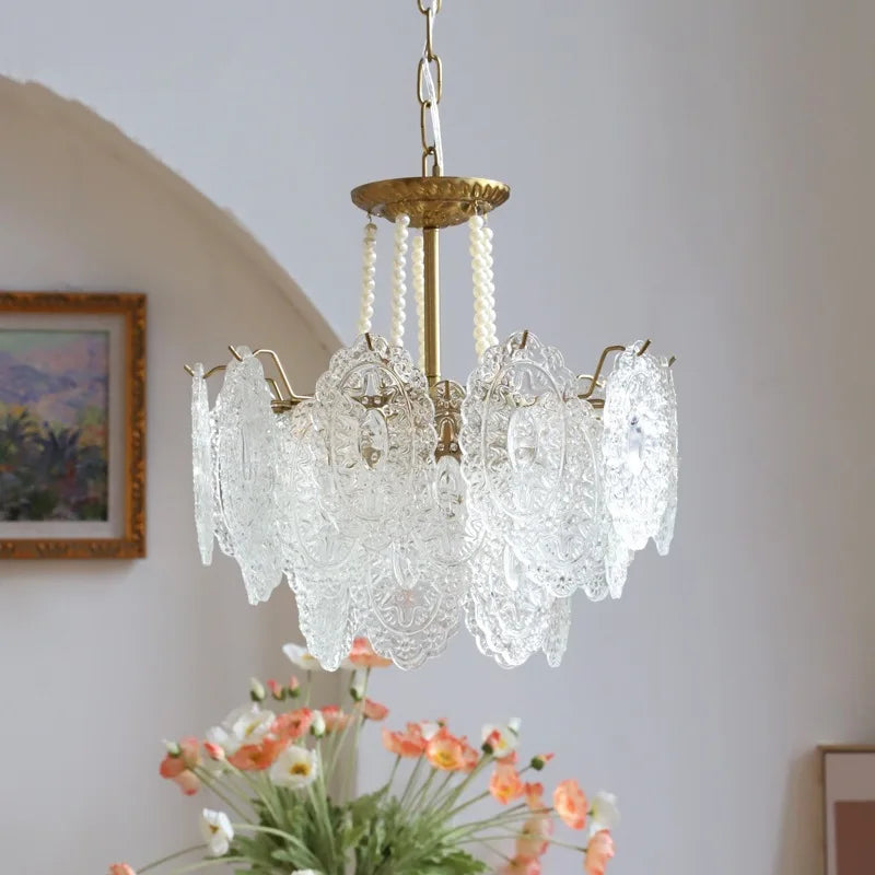 Lampadario in vetro trasparente stile francese, da 40 a 60 cm – dettaglio 4