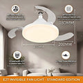 Ventilatore da Soffitto Intelligente Silenzioso e Invisibile con Luce e Telecomando, Base Convertitore E27 – foto 7