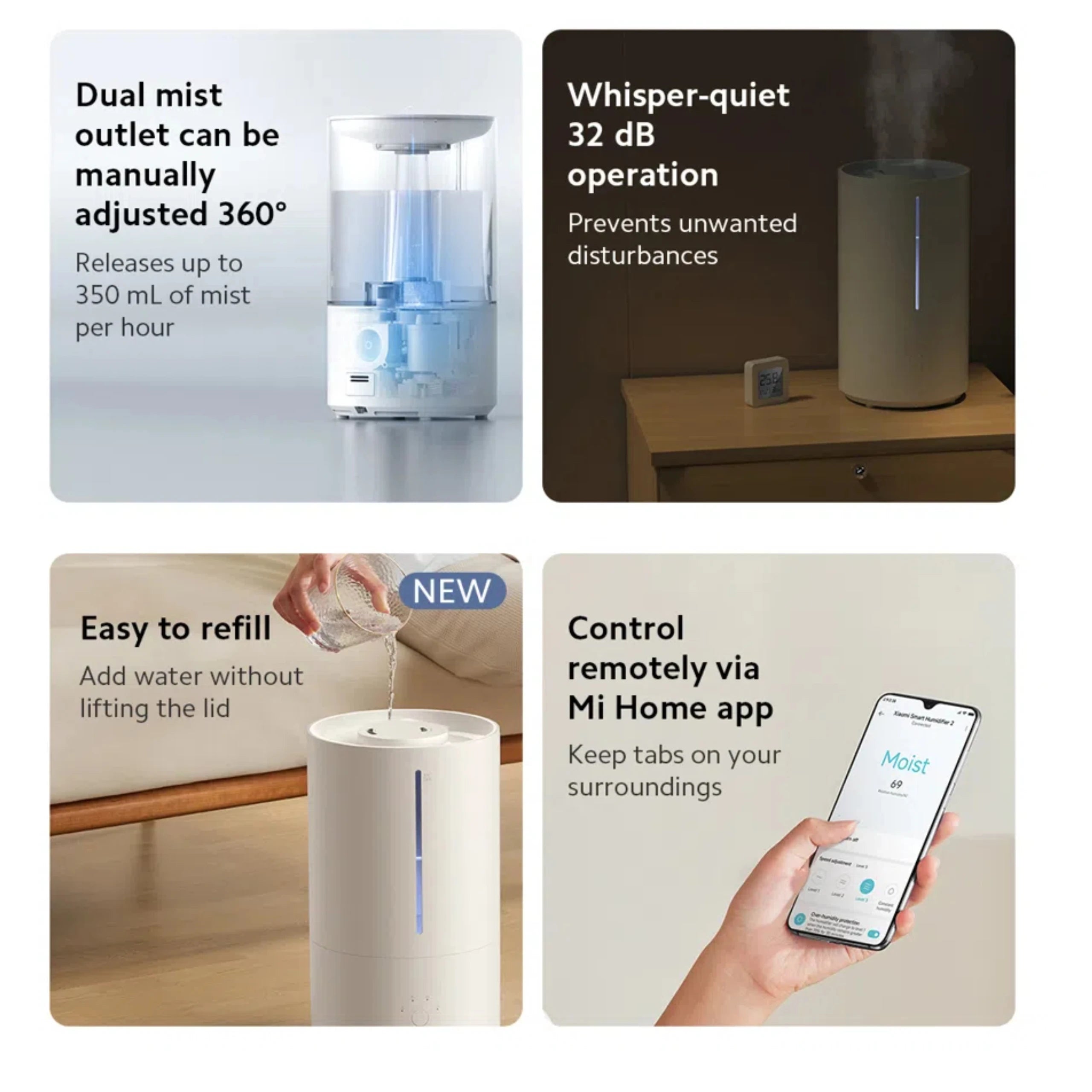 Umidificatore Xiaomi Smart Humidifier 2, 4,5 litri con UV-C – dettaglio 2