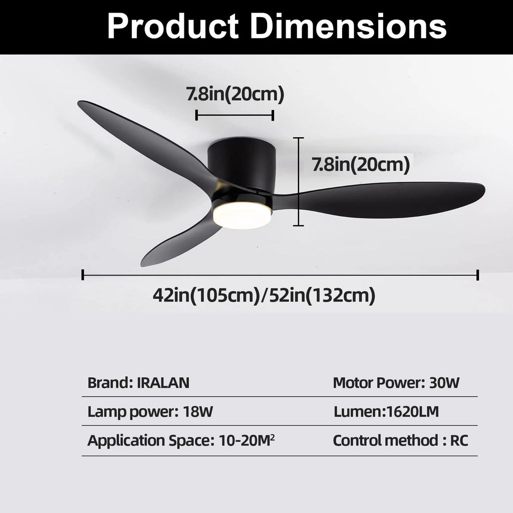 Ventilatore da soffitto 42 o 52 pollici con luce LED integrata – dettaglio 5