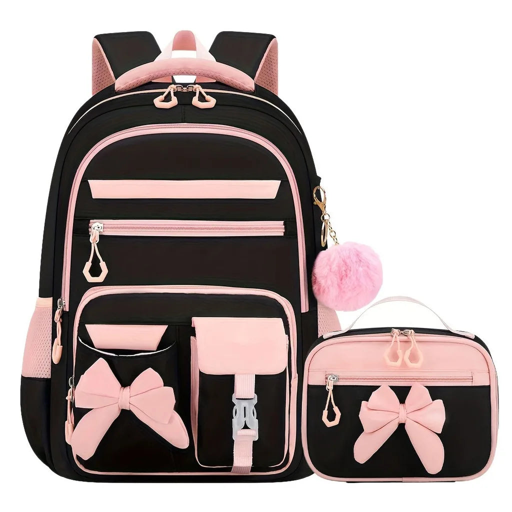 Zaino scolastico da bambina con fiocco e tasche multiple – foto 14