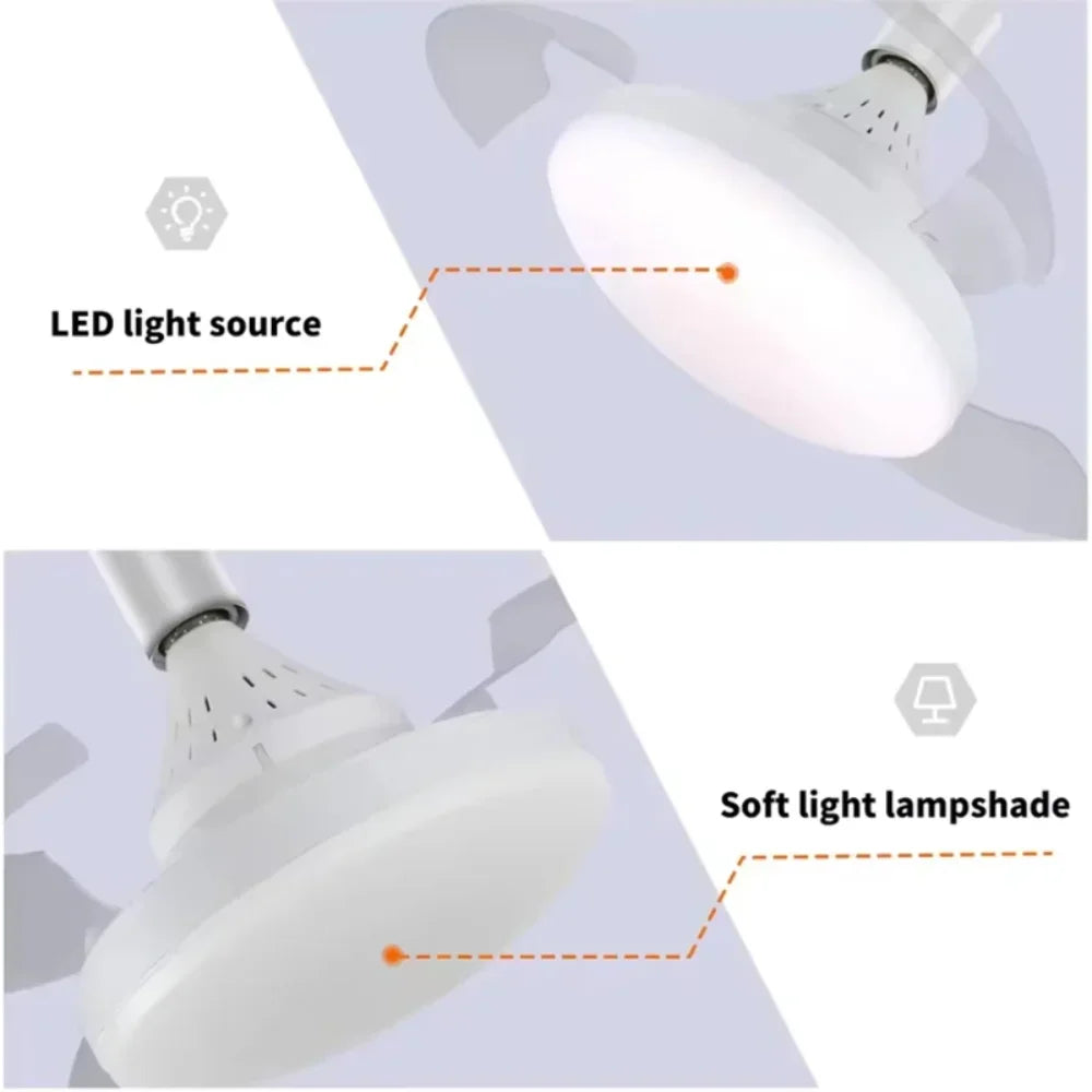 Ventilatore da soffitto a pale retrattili con luce, bianco – dettaglio 5