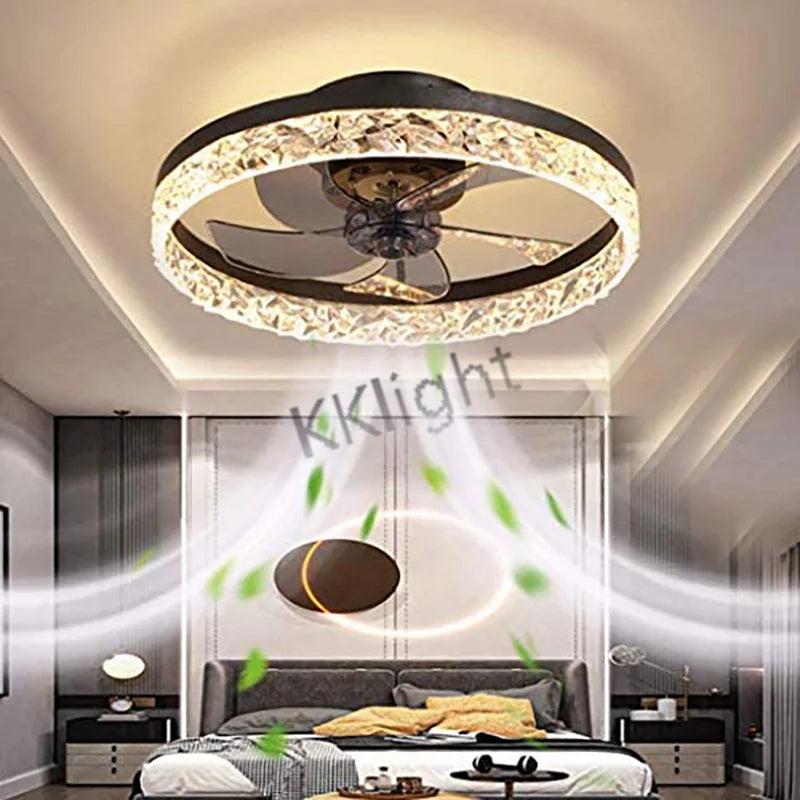 Ventilatore da soffitto moderno con telecomando regolabile velocità del vento LED dimmerabile decorazione in