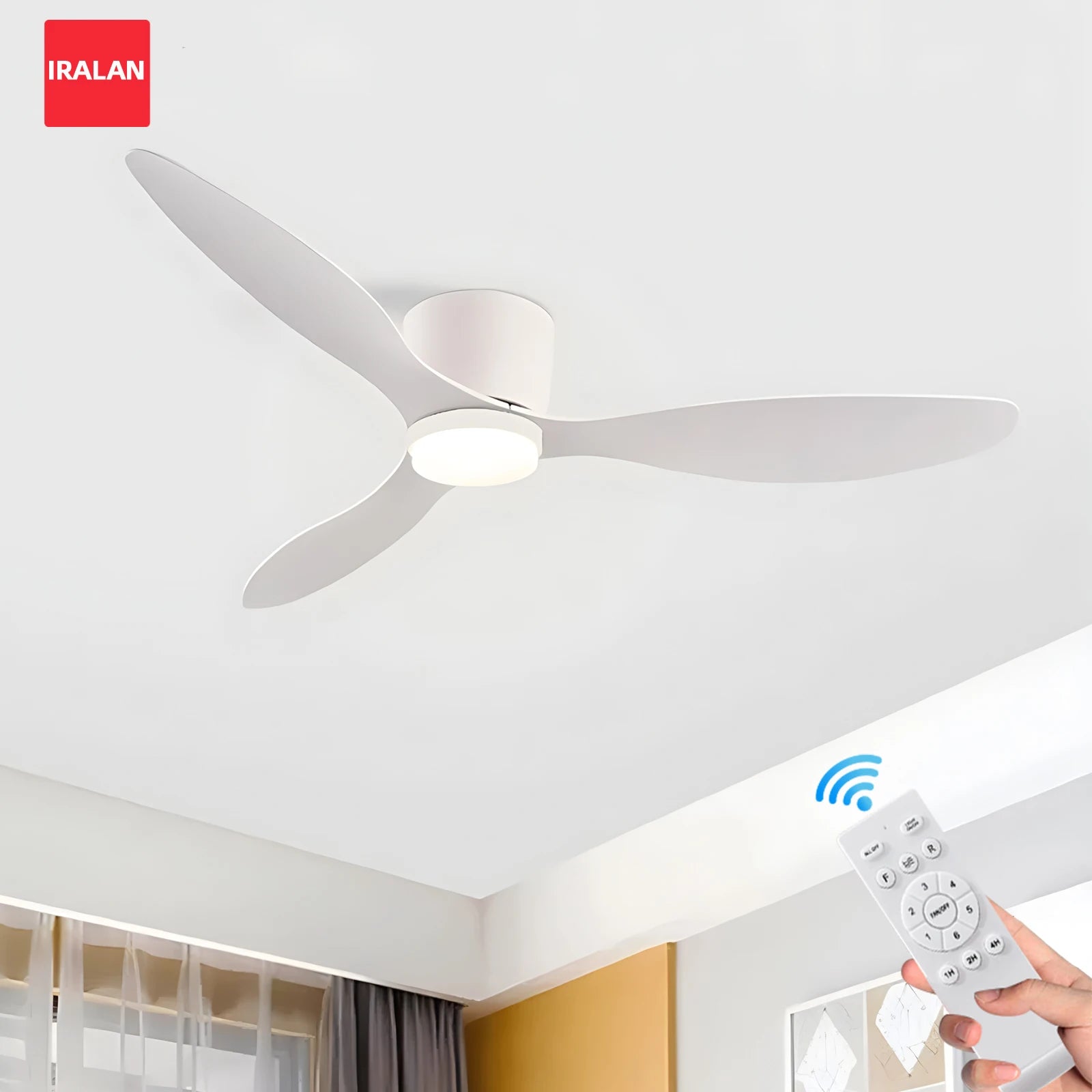 IRALAN Ventilatore da Soffitto Con Luce Scelta a 6 velocità Motore DC Reversibile 3CCT con telecomando