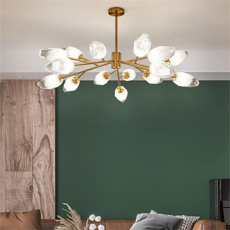 Lampadario a rami con fiori in vetro, da 6 a 18 luci – dettaglio 3