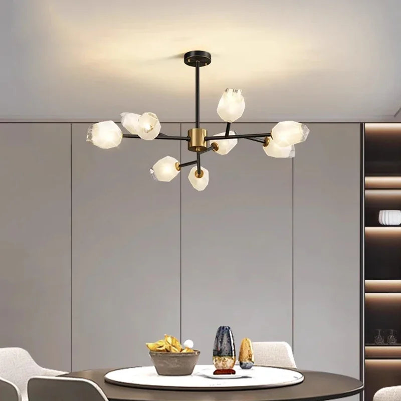 Lampadario a rami con fiori in vetro, da 6 a 18 luci – dettaglio 4