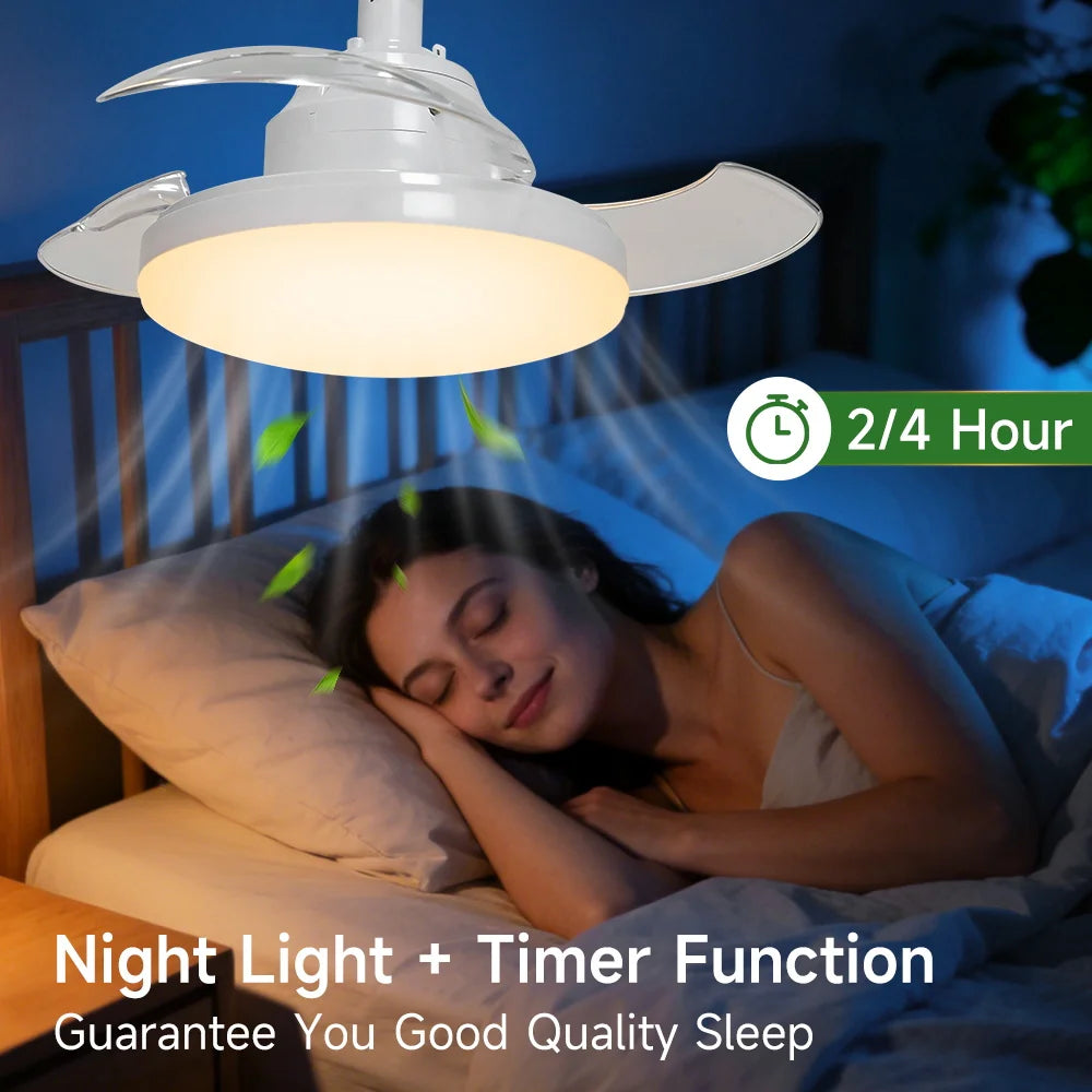 Ventilatore da Soffitto Moderno con Luce, Ventilatore Estivo con Lampada Dimmerabile, Lampadario Ventilatore – foto 3