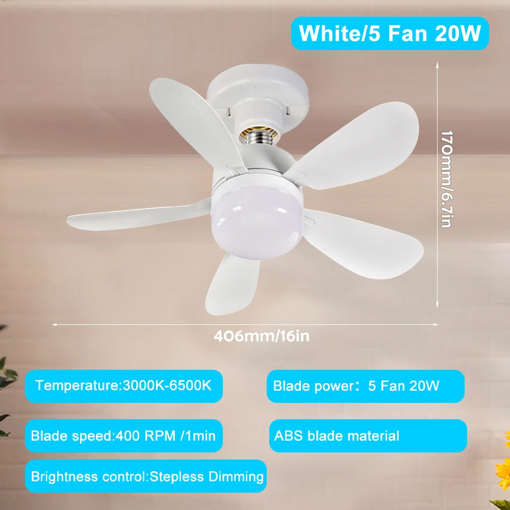 Ventilatore da soffitto con luce E27 e telecomando, 20-40W – dettaglio 7