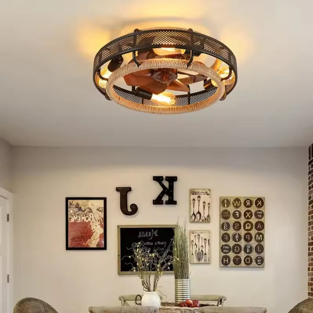 Ventilatore da soffitto 50 cm in ferro battuto con luce – dettaglio 1