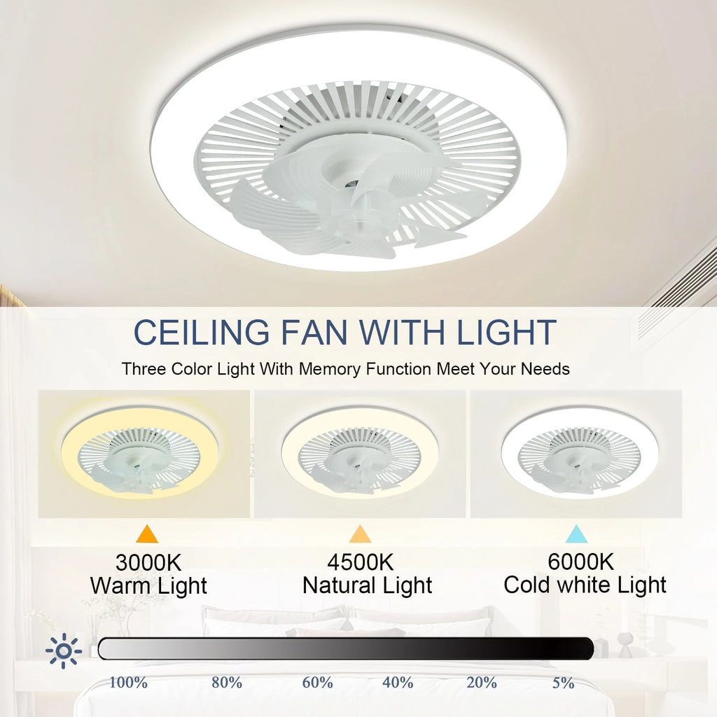 Ventilatore da soffitto 48 cm con plafoniera LED e motore CC – dettaglio 1