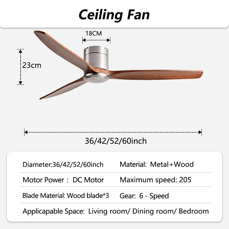 Ventilatore da Soffitto a Basso Profilo 42/52/60 Pollici con Luce LED 3 Colori Dimmerabile 20W Telecomando – foto 7