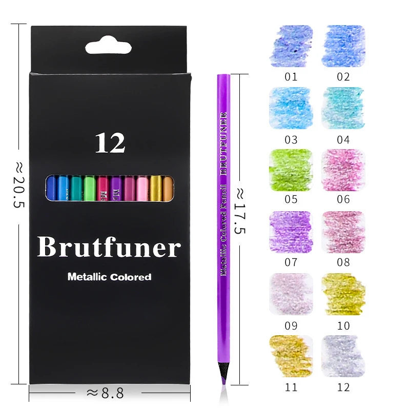 Matite colorate metallizzate, set da 12, mina morbida 2B – dettaglio 6