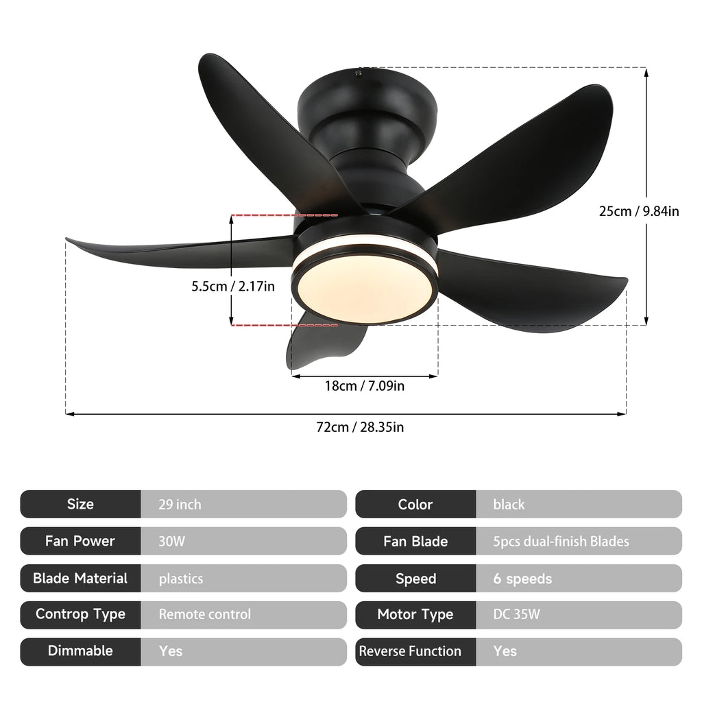 Lampadario con ventilatore e luce LED RGB, da 29 a 52 pollici – dettaglio 6