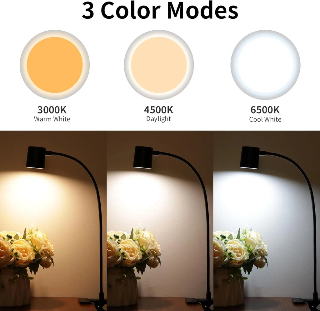 Lampada da Scrivania a LED a Clip con Collo di Cigno – foto 7