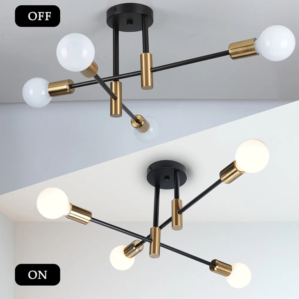 Lampadario retro a 4 luci senza sorgente luminosa